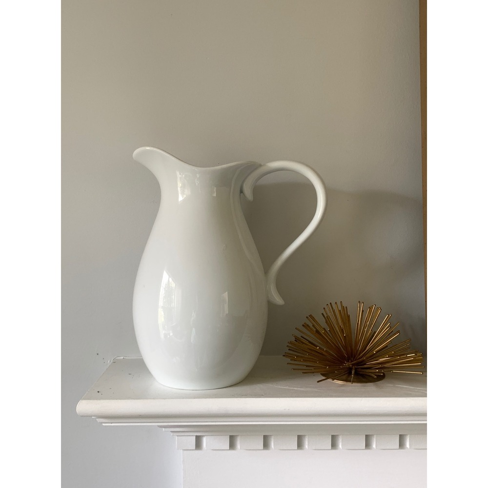 Threshold White Porcelain Pitcher 11.5 Inch Flower Vase Farmhouse Decor